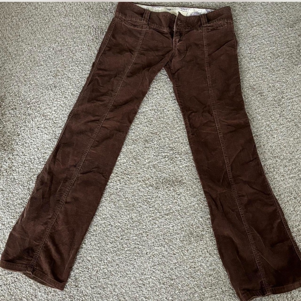 Brown corduroy low rise pants